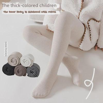2022 Winter Girls' Striped Thick Pantyhose with Waist Protection & Plush Lining