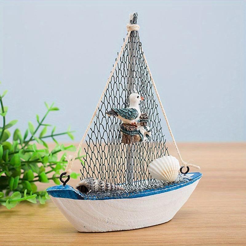 1pc Mini Marine Nautical Ship Sailing Boat Wood Crafts Ornaments Party Room Home Decoration