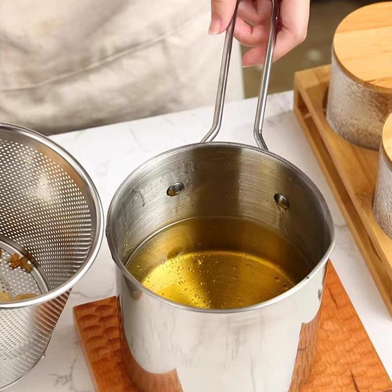 Edelstahl Fritteuse Multifunktionaler Kleiner Topf Küchenspezifisch zum Frittieren von Hähnchen und Andere Kochwerkzeuge
