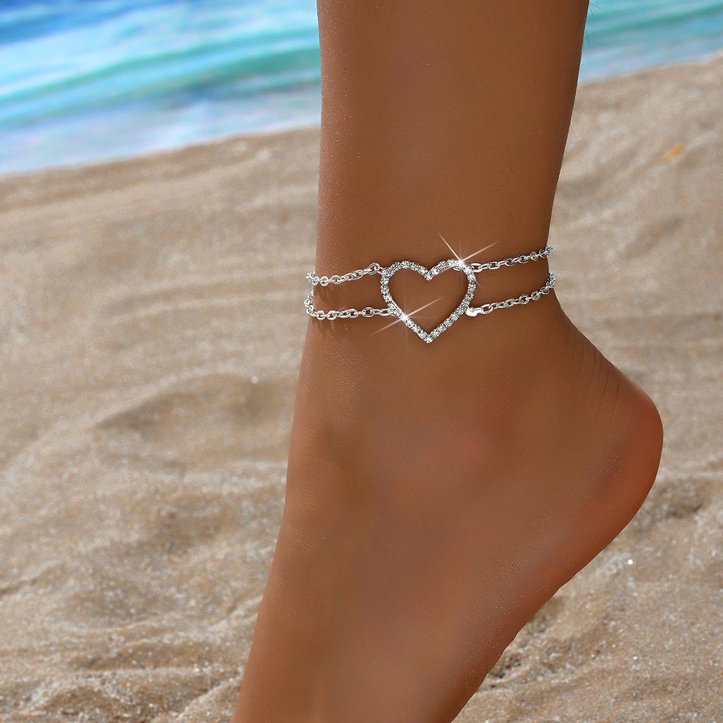 1PC Women's European and American Trend Love Multi layered Feet Chain Outdoor Tourism Beach Banquet Party Festival Gift