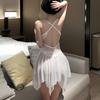 Erotic Underwear, Sexy Halter Lace Seductive Pajamas, Hot Mesh See-through Nightdress, Small Chest Uniform 8453