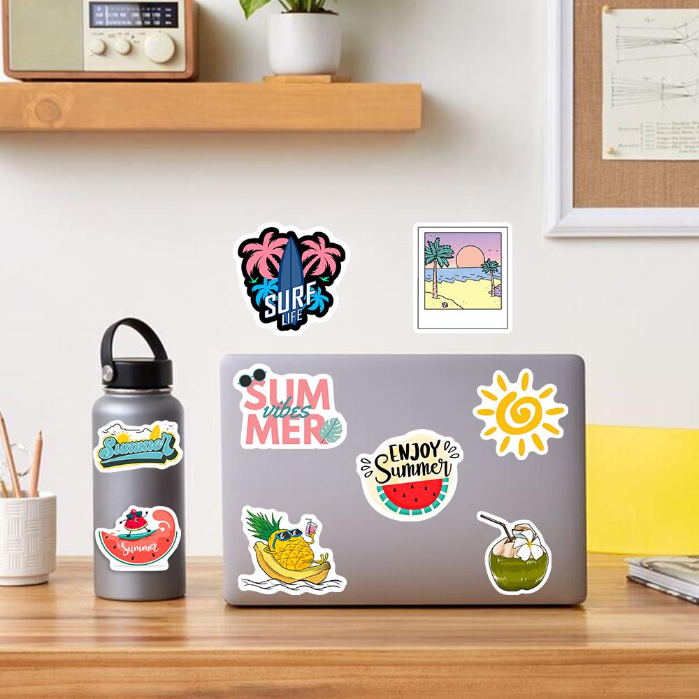 Summer Stickers Beach Surfing DIY Kids Toy Gift for Phones Laptops Bottles Cars Luggage Decorative Graffiti Waterproof Decal