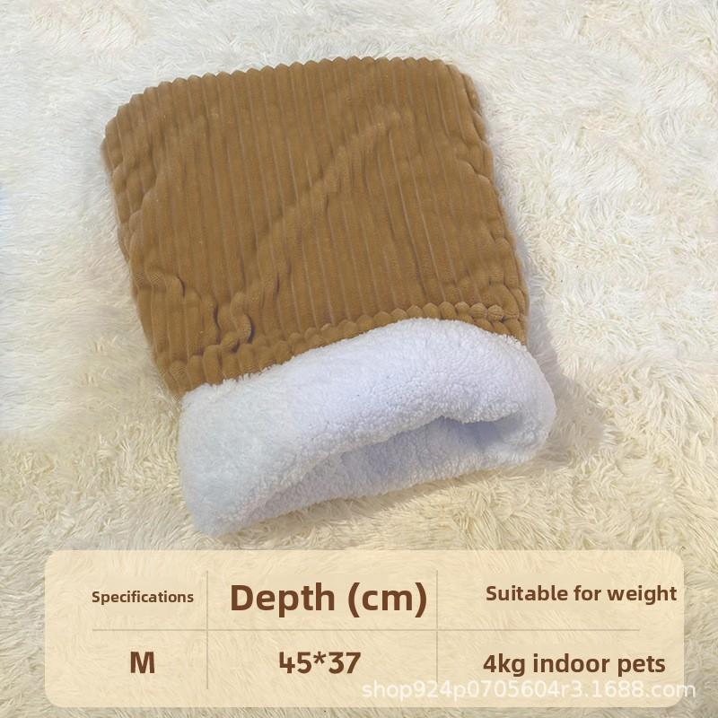 INS Comfortable Winter Warm Dog and Cat Beds - Thick Tunnel-like Pet House with Soft Beige Lining for Semi-Enclosed Hiding for Puppies and Cats