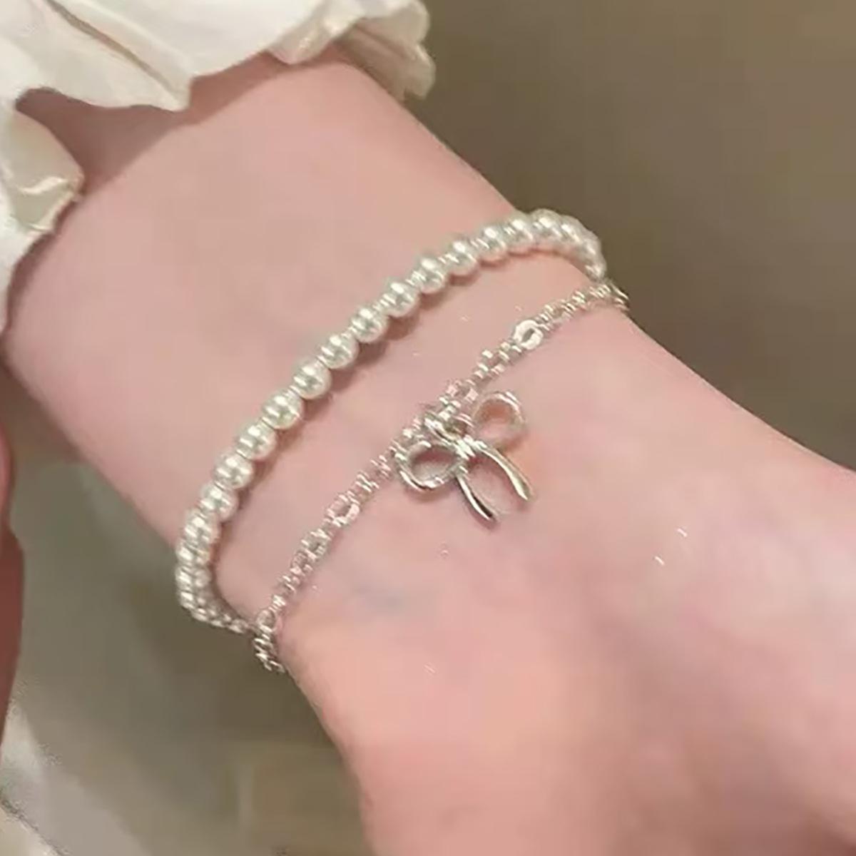 Hot-selling imitation pearl butterfly section shape bracelet, creative personalized style jewelry