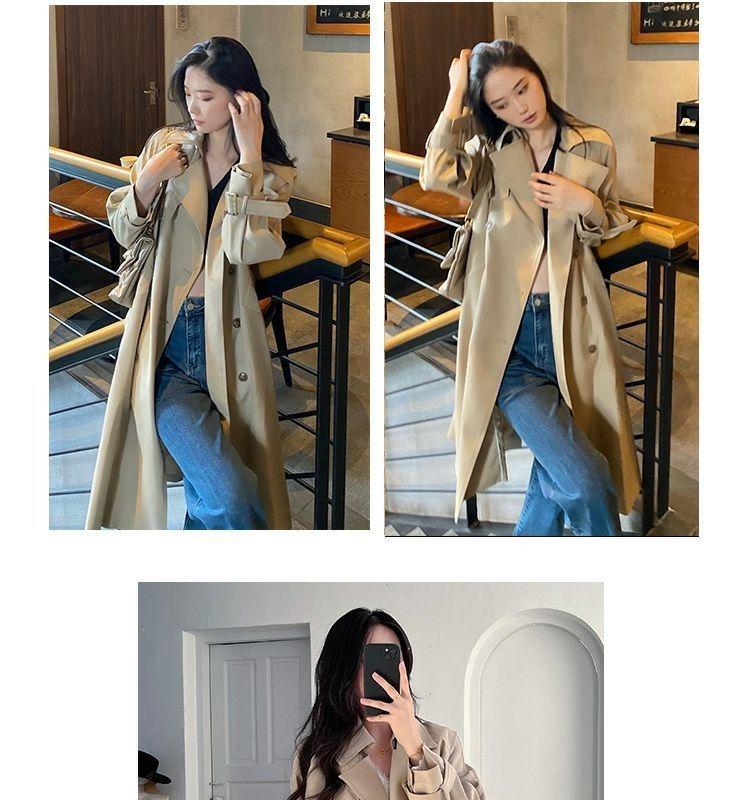 Petit Trench-coat Nude Mi-long – Style Détective Britannique pour le Printemps et l'Automne