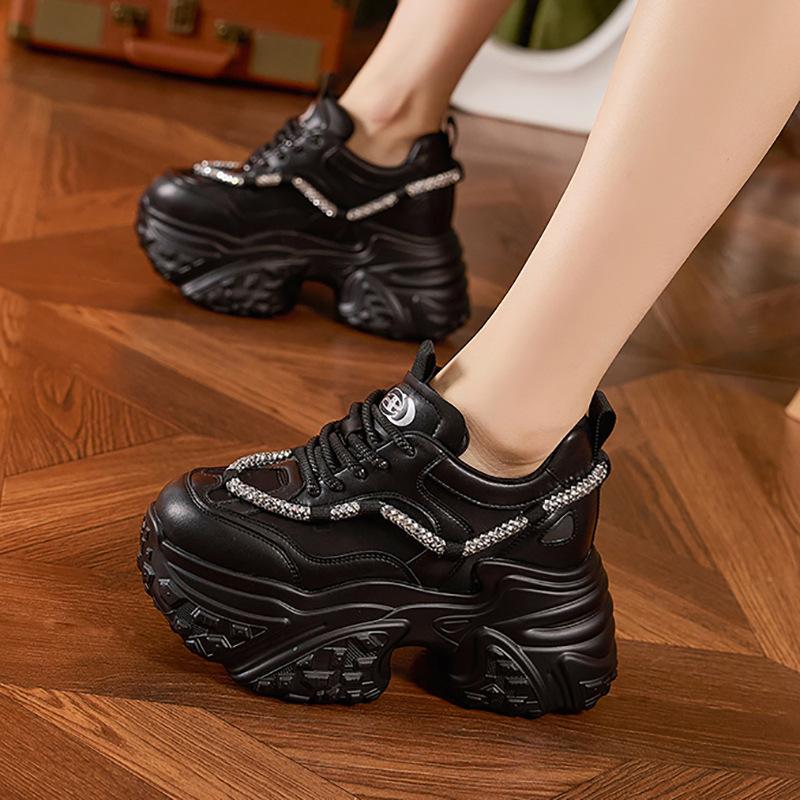 Inner height increase dad shoes women's 2025 autumn new casual sports shoes rhinestone fashion versatile platform women's shoes