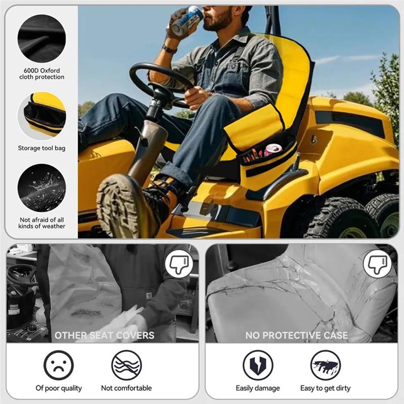 

Waterproof Seat Cover With Storage Pockets For John Deere Kubota Cub Cadet Lawn Tractor Seat Covers жовтий