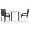 Day and Night - Day and Night 3-piece Garden Dining Set Black Synthetic Rattan