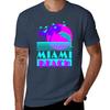 Miami Beach Delphin Retro T-Shirt Basic Normale Passform Freizeit-T-Shirt