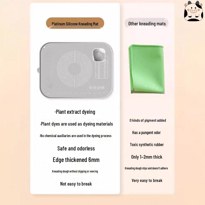 Food Grade Thickened Silicone Kneading and Rolling Mat, Non-Slip Cutting Board for Dumplings and Dough.