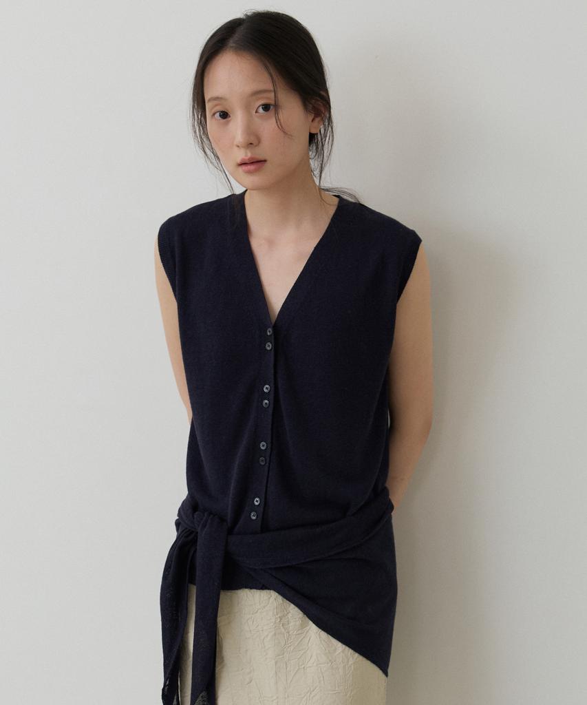 TOWAV Ella Scarf Knit Vest_Navy