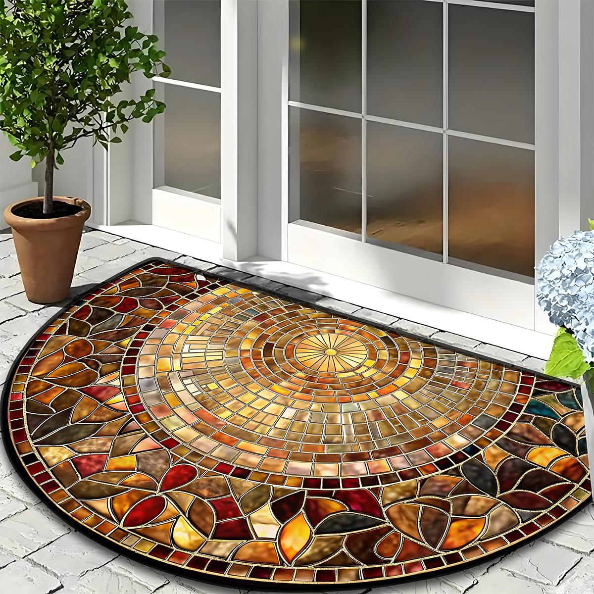 

Semi-circular door rubbing mat arched crystal velvet printed entrance mat porch non-slip mat entrance water-absorbing mat 40cmx60cm