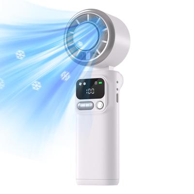 Handheld Turbo Fan Small Portable Fan 5 Speeds Portable Travel Desk Fan Folding Ice Cooling Fan 3600mAh Summer Handheld Fan
