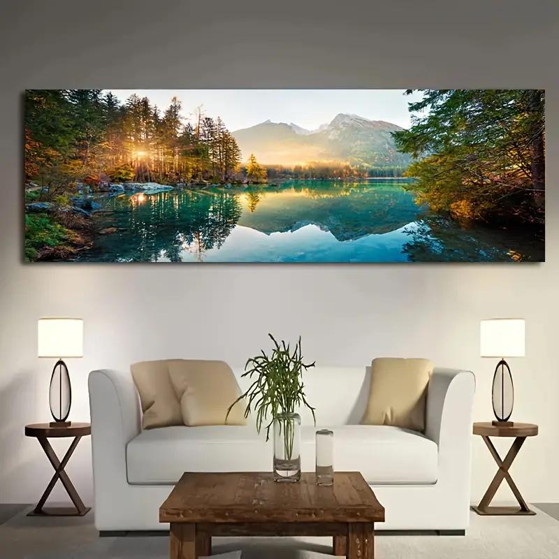 1pc Canvas Poster Modern Art Lake Light Mountain Color Mountain Water Painting Beautiful Scenery Living Room Home Decoration