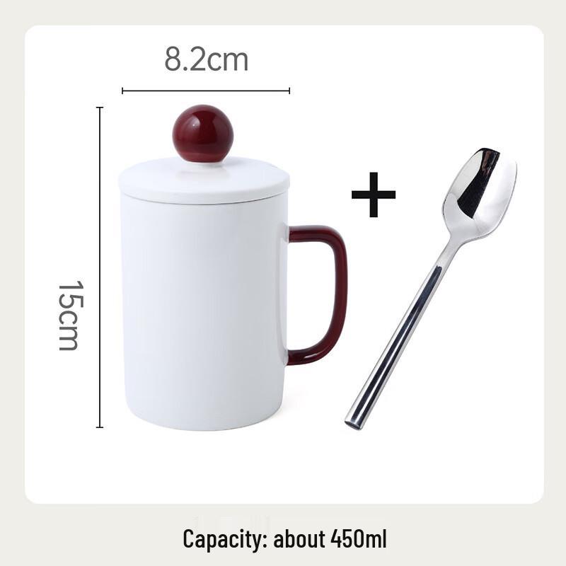 Ceramic Coffee Mug with Lid and Spoon