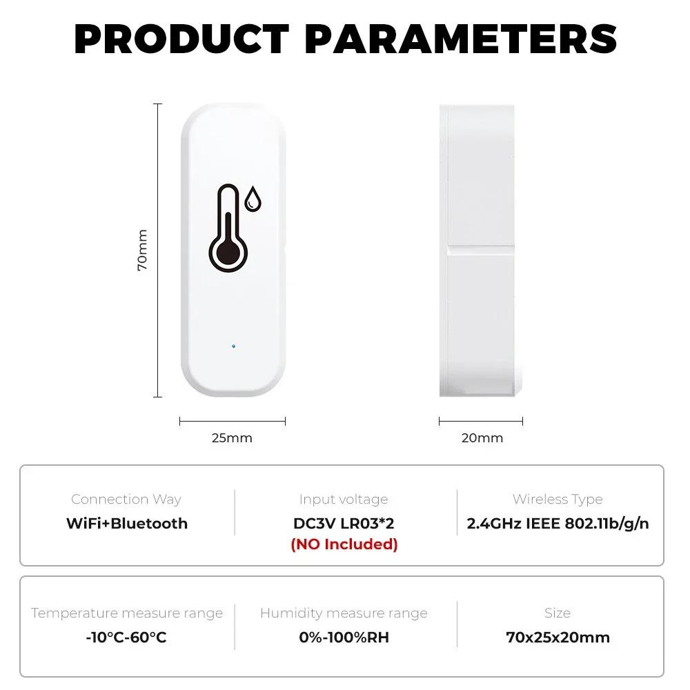 Multifunctional Wireless Temperature & Humidity Sensor Real-Time Home App Monitoring Voice Control Via Alexa & Google Assistant Thermometer for Home