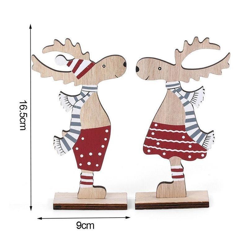 1PC Christmas Decoration DIY Wood Painted Christmas Elk Decoration Desktop Stitching Decoration Child Christmas Pendant Gift
