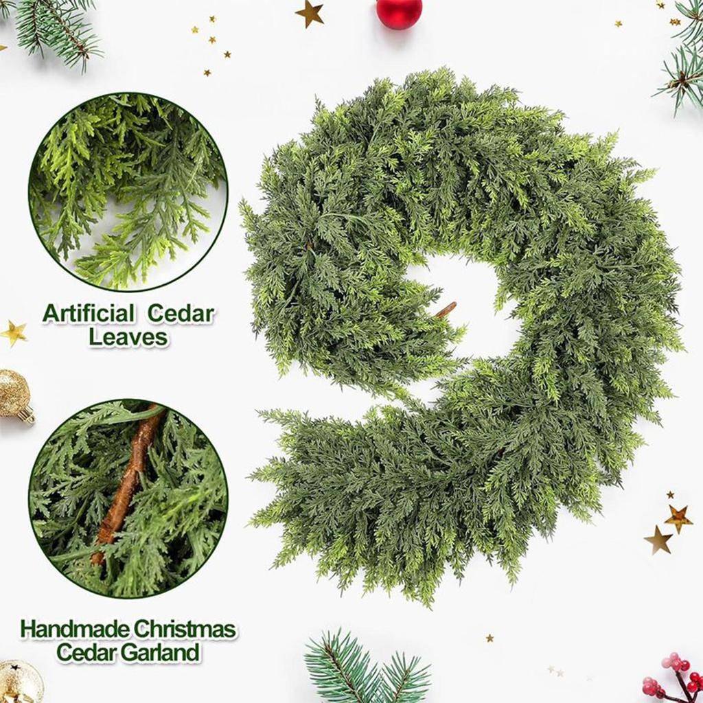 2025 Christmas Cedar Garland Realistic Garden Greenery Pine Vines Garland Holiday Party Decoration For Fireplace Door