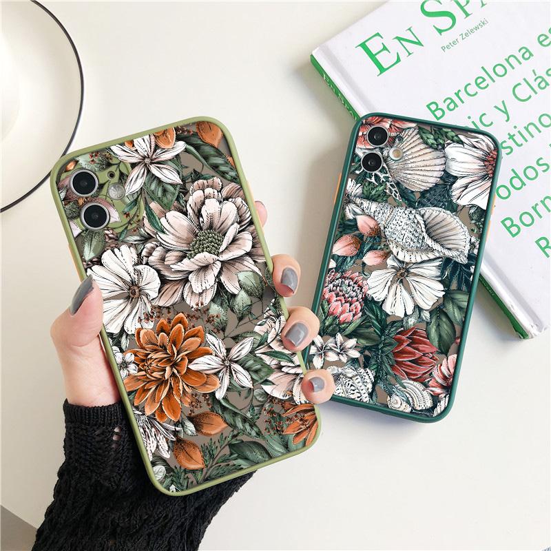Luxury Camellia Flowers Phone Case For iPhone X XS XR 15 14 Plus 13 12 11 Pro Max Mini 7 8 Plus SE Fashion Shockproof Back Cover