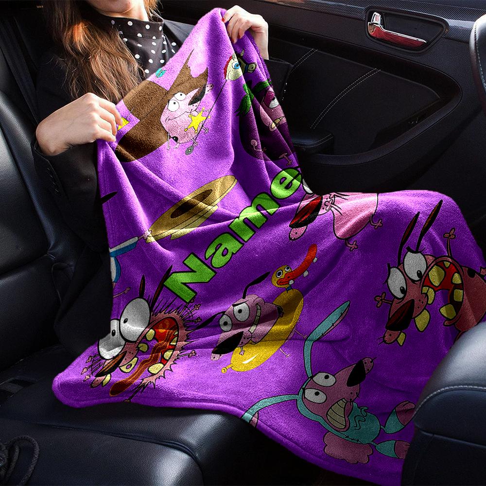 Customiz Name Personality Courage the Cowardly Dog Blanket Soft &Warm Sofa Office Bed Travel Lunch Break Blanket, Gift Suitable All Seasons