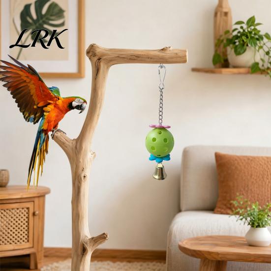 Parrot Toy Foraging Ball Toy, Plastic Hollow with Bell, Bird Enrichment Cage for Lovebird Budgie Cockatiel Conure Chew Resistant