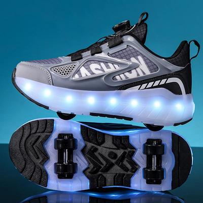 Scarpe Heely Estive Ragazze Mesh Traspiranti Pattini a Rotelle Studenti Femminili Quattro Ruote LED Ricaricabili Pattini Sportivi Scarpe Sportive Luminose Ragazzi