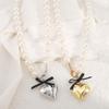 Women European Sweet Ins Style Ribbon Bow Love Pearl Necklace For Women Minimalist Design Layered Clavicle Necklace
