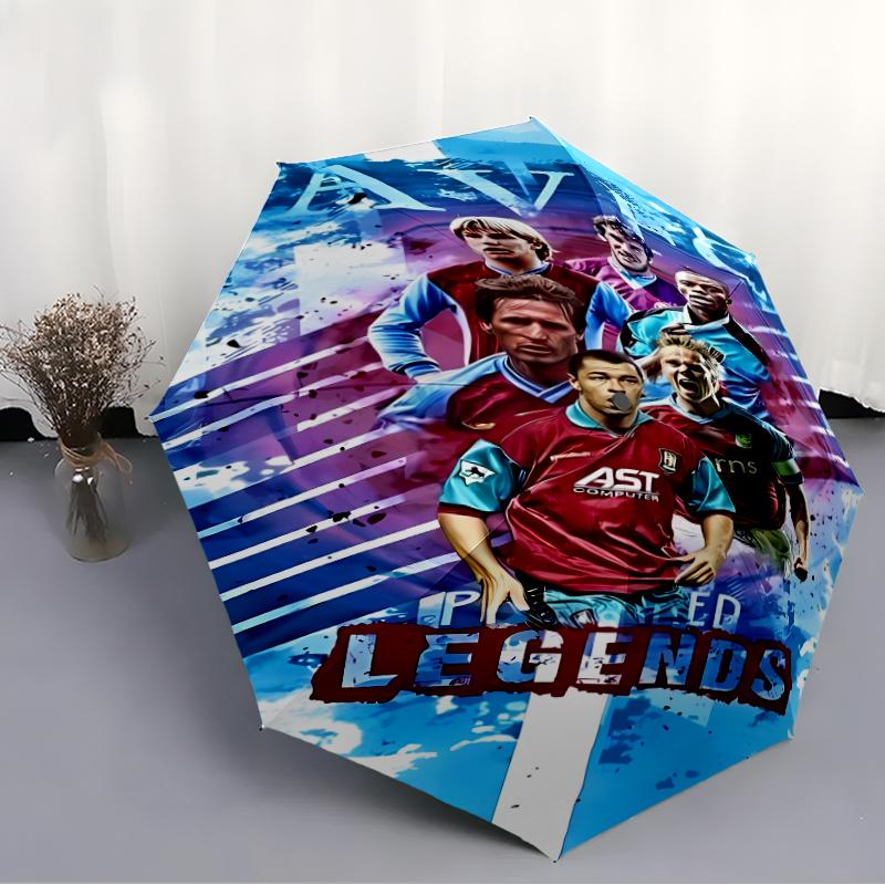 Printed Aston Villa FC logo Folding Umbrella,Outdoor,Leisure,And Travel Umbrella,Durable Umbrella Fabric,Birthday And Holiday Gift