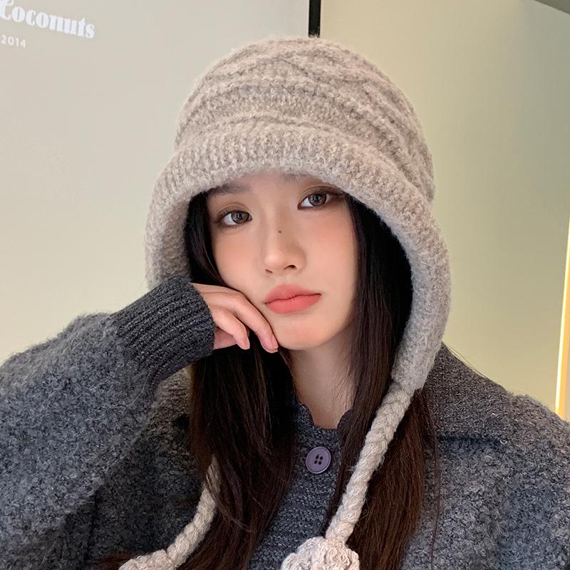 Versatile Thickened Knitted Wool Hat with Tassels - Warm, Windproof Pullover for Autumn/Winter (2025)