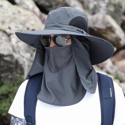 Summer Outdoor Sun Hat With Face Cover Neck Flap Breathable Sunscreen Uv Protective Wide Brim Hat