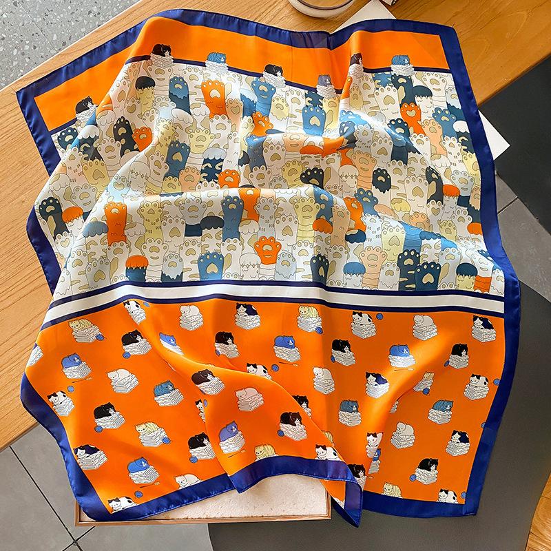 Elegant Floral Scarf for Lady Fashion Square Silk Neck Kerchief Bandana Foulard Soft Hairbands Women  New Bufanda