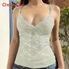 Women Sleeveless Top With Satin Fabric And Floral Print For Spring Fashion