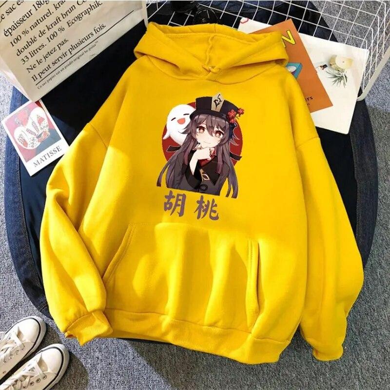 

Новинка Genshin Impact Hu Tao Kawaii, толстовка унисекс, женские уличные толстовки, спортивные костюмы большого размера, одежда для девочек 2XL