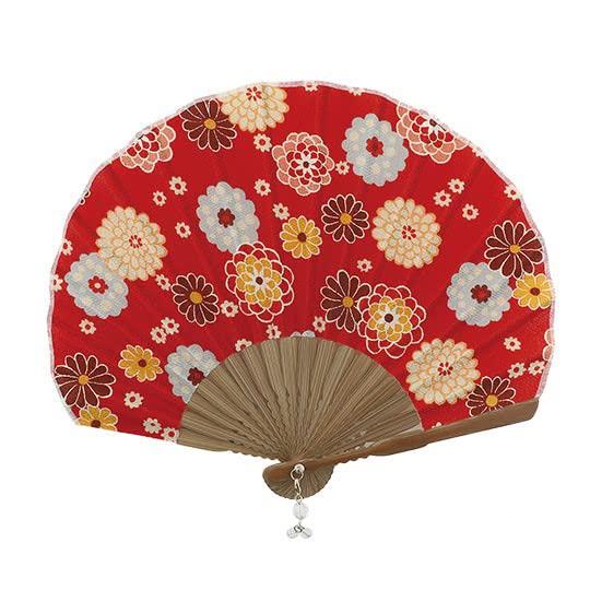 Kensei Ripple Shell Fan 22 Colorful 22 [Onishi Seihan] Women s 52-318 Chrysanthemum/Red