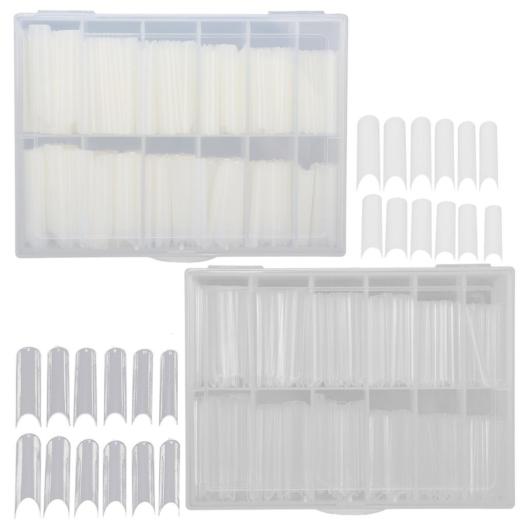 240pcs False Nail Tip Extra Long Clear Fake Artificial Nail Tips for Home Salon