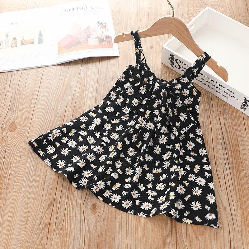 Süßes Neckholder-Kleid für Mädchen Sommer Kinder Ärmellos Gepunktet Floral Prinzessinnenkleid