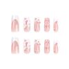 French False Nails, Medium Long Square Press On Nails with Glue 24pcs Pink Ballet Design Pink Fake Nails Gift for Women Girls (French Ballet