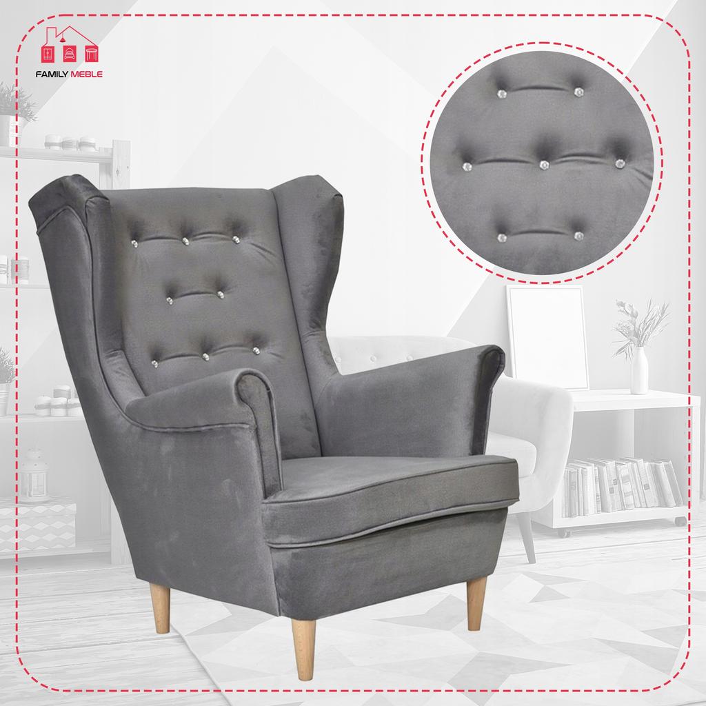 Diana Scandinavian Family Furniture Wing Chair, Light Gray Ash PRO
