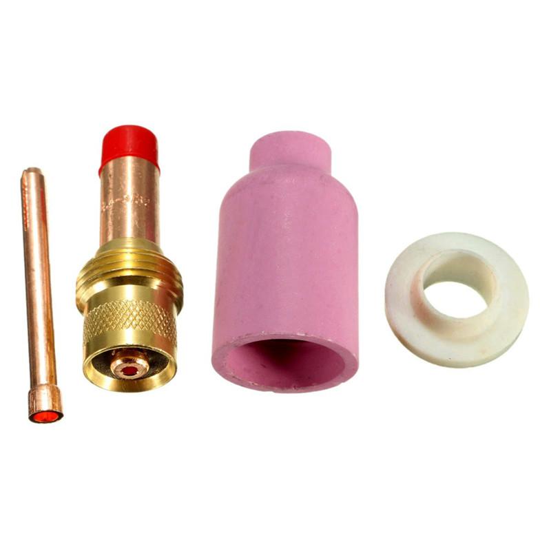 

Set Kit TIG Gas Lens 4Pcs Insulated Connector Guide Nozzle Flowfor TIG Welding Torch 1.0 1.6 2.4 3.2mm 10N24 54N15