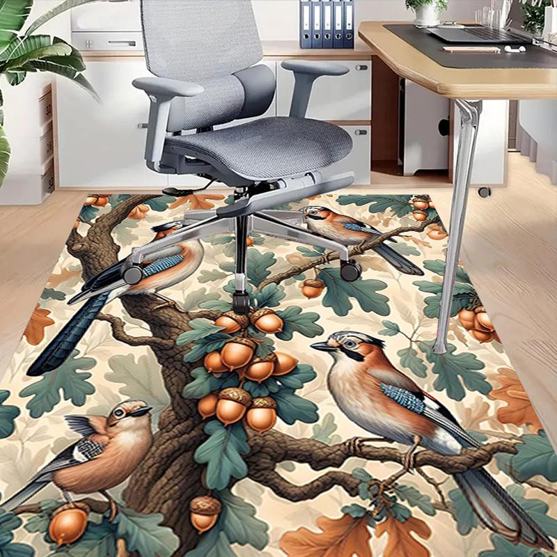 1PC Birds Acorns Non-Slip Floor Carpet Compatible for Office&Living Room&Bedroom&Dining room - Flat- Soft & Pattern, Vibrant Colors-W254