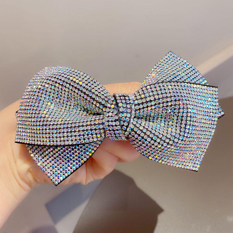Korean Shiny Rhinestone Double Bow Hair Clip
