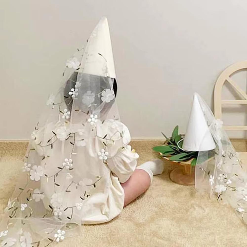 Fashion Gauze Happy Birthday Hat Felt Mesh Princess Hat Headwear Flower Party Caps Photography Prop