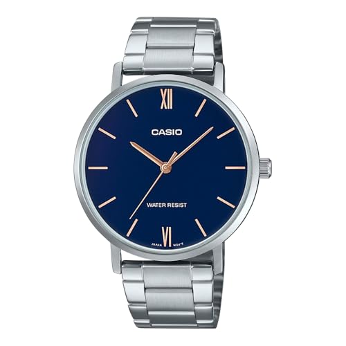 Casio Quartz Men's Watch MTP-VT01D-2B Navy Metal Band