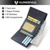Humerpaul Ladies First Layer Cowhide Three-folding Wallet RFID Anti-theft Brush Portable Wallet Multi-card Slot Large-capacity Multi-compartment