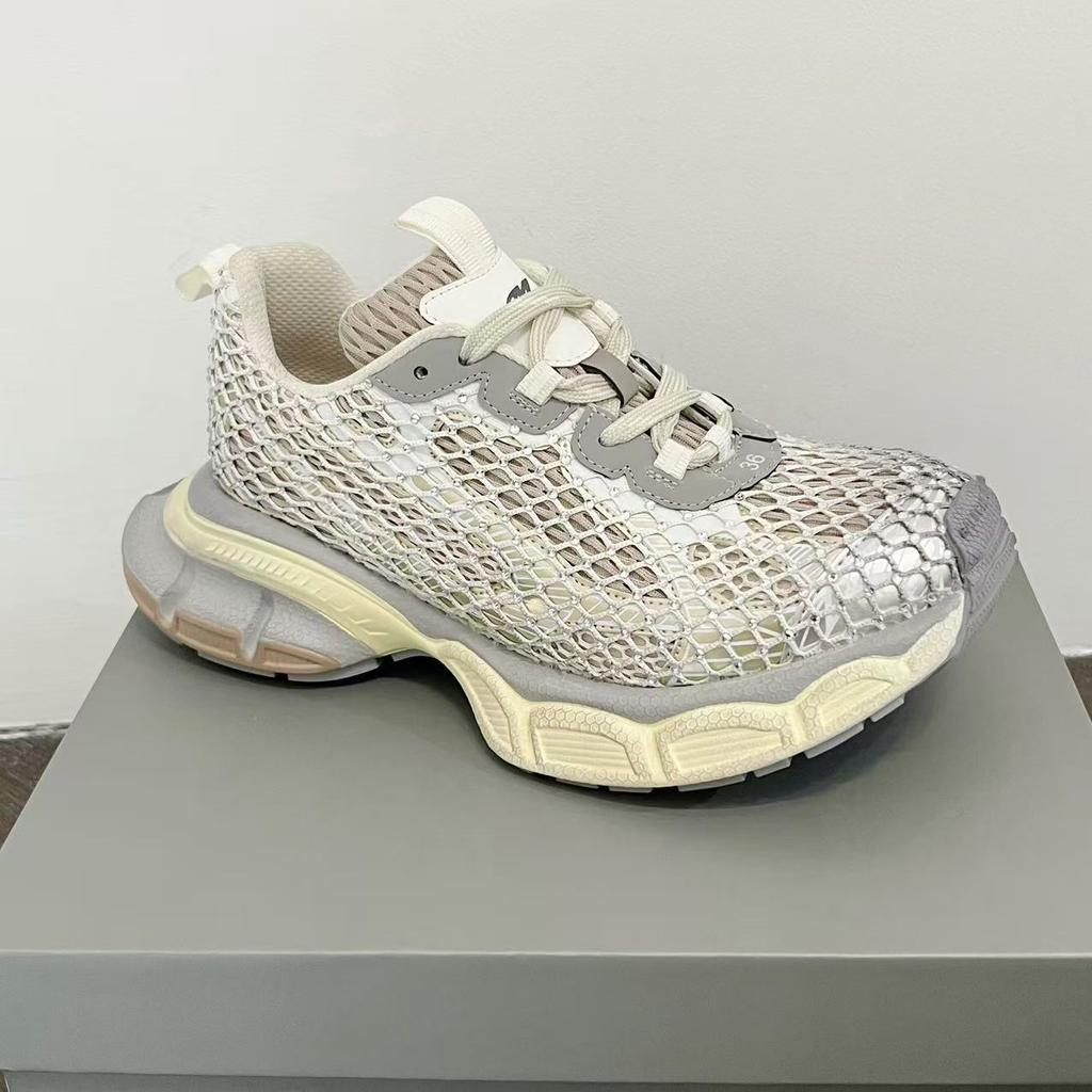 Hochwertige Sneakers Damen Skateschuhe Strass Damen Slipper Plateau Fischnetz Glänzende Damen Freizeitschuhe Kristall Sneaker