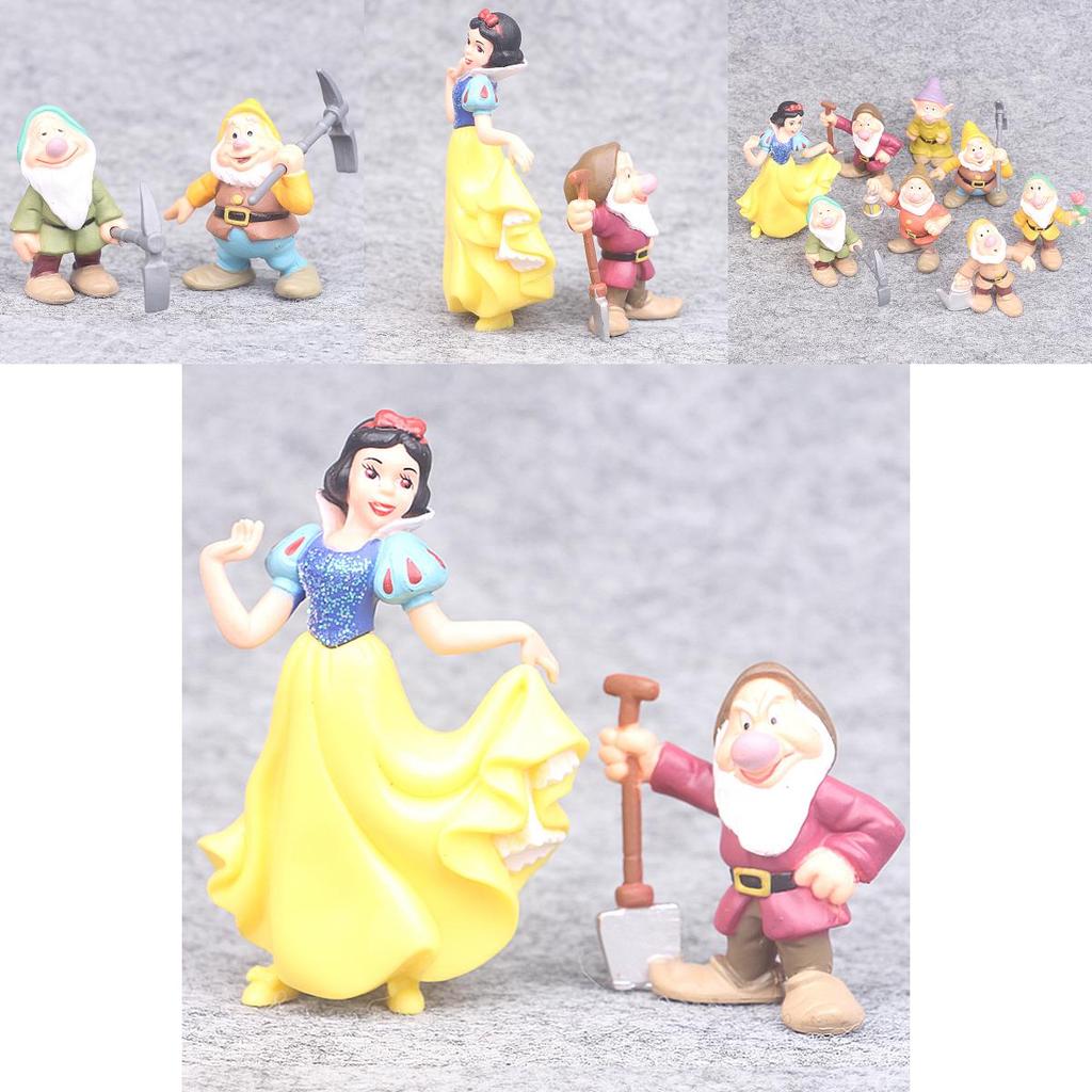 Delightful Set Of 8 Princess Snow White And Seven Dwarfs Action Figures For Kids