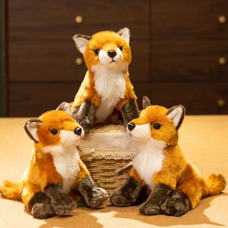 25cm Simulation New Sitting Fox Plush Toy Stuffed Plush Toy Figurine Cartoon Anime Cute Children's Birthday Gift Fun Doll