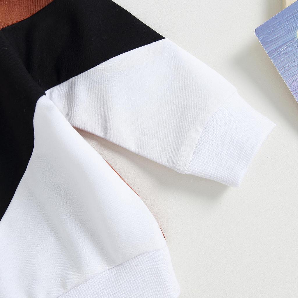 0-3 ani Copii mici băieți 2 buc. seturi de pantaloni casual cu mâneci lungi, culori contrastante, topuri, seturi de pantaloni cu șnur