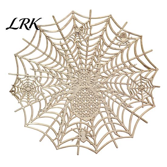 Easy to Clean Table Mats for Dining Halloween Spider Web Placemat Table, Heat Resistant PVC Mats, Protectors Waterproof Non-Slip Hollow Decorative