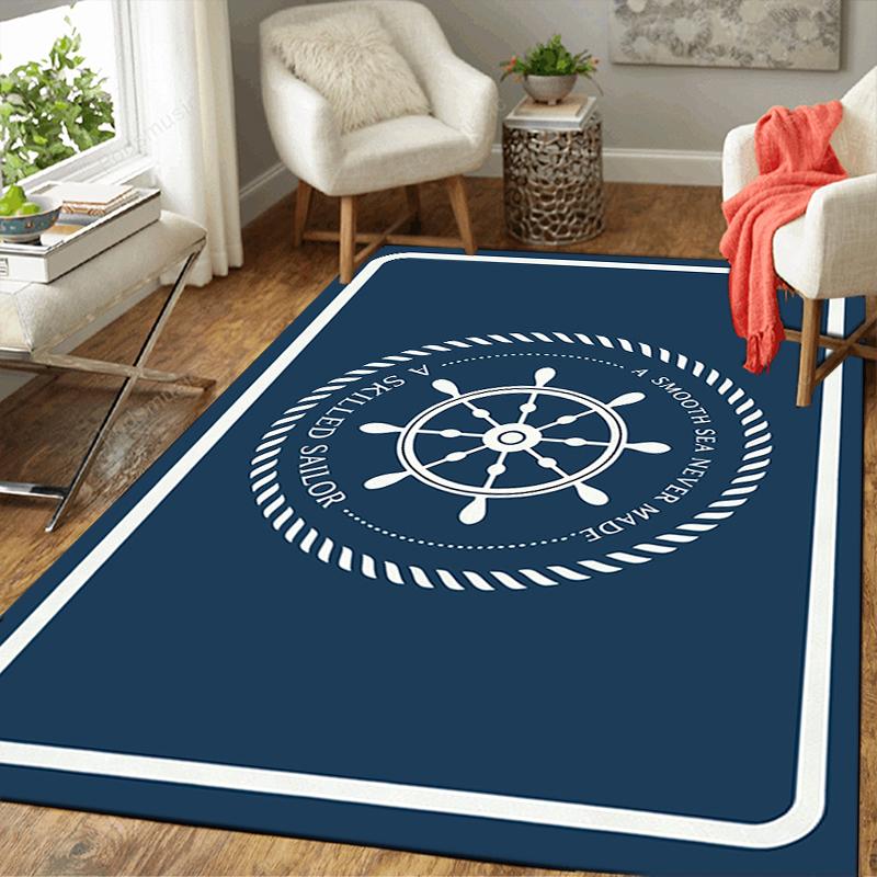 1Pc Smooth Sea Sailor Quote Rug, Office Carpet Indoor Outdoor Doormat, Non-Slip Soft, Living Room, Christmas Halloween Gift. M928577